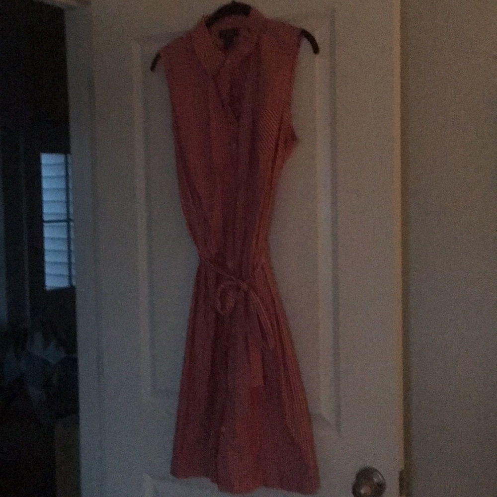 Red Gingham belted shirt dress